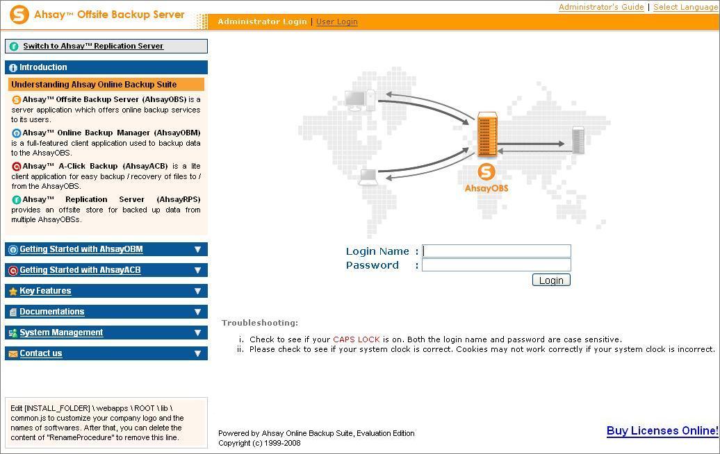 AhsayOBSR login